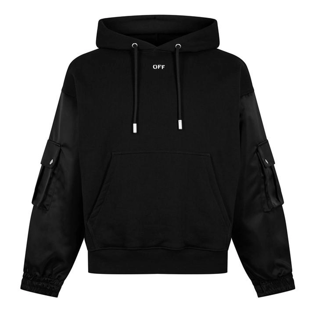 Off White Stamp Logo Hoodie - Black